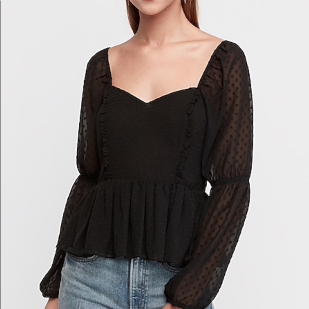 NWT Express Clip Dot Sweetheart Peplum Top